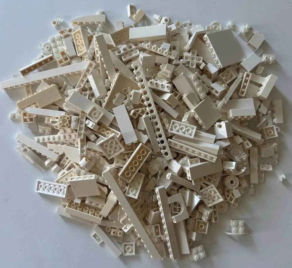1.8 lb Assorted White/Clear Lego Bricks As Is/No Sets